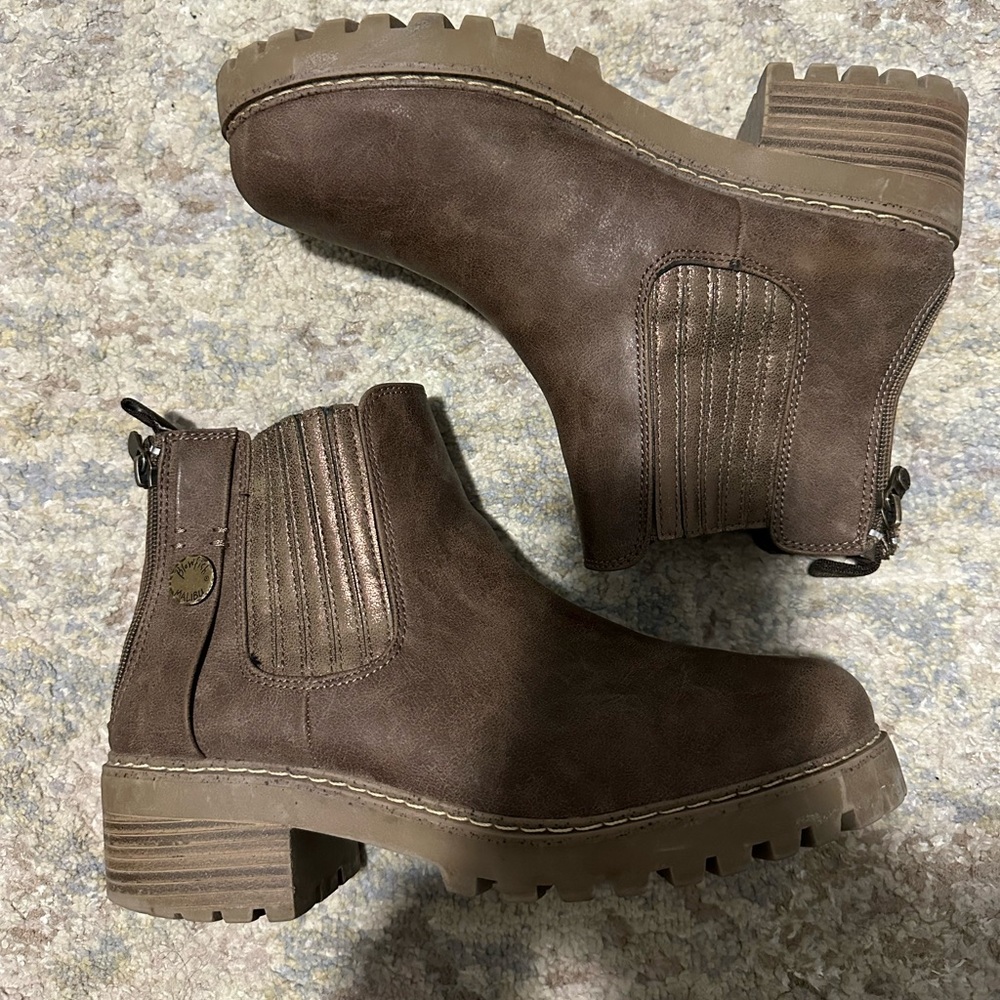 Women's Brown Chunky Chelsea Ankle Boots